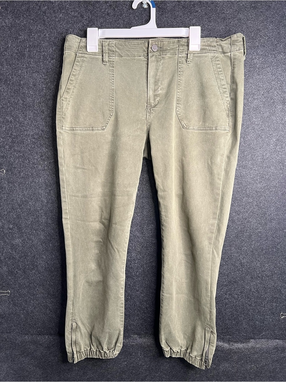Paige Mayslie Jogger Pants Womens 32 Green High Rise Tapered Utility Workwear